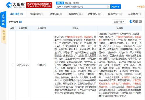 一下科技工商變更，經(jīng)營(yíng)范圍新增演出經(jīng)紀(jì)與互聯(lián)網(wǎng)信息服務(wù)